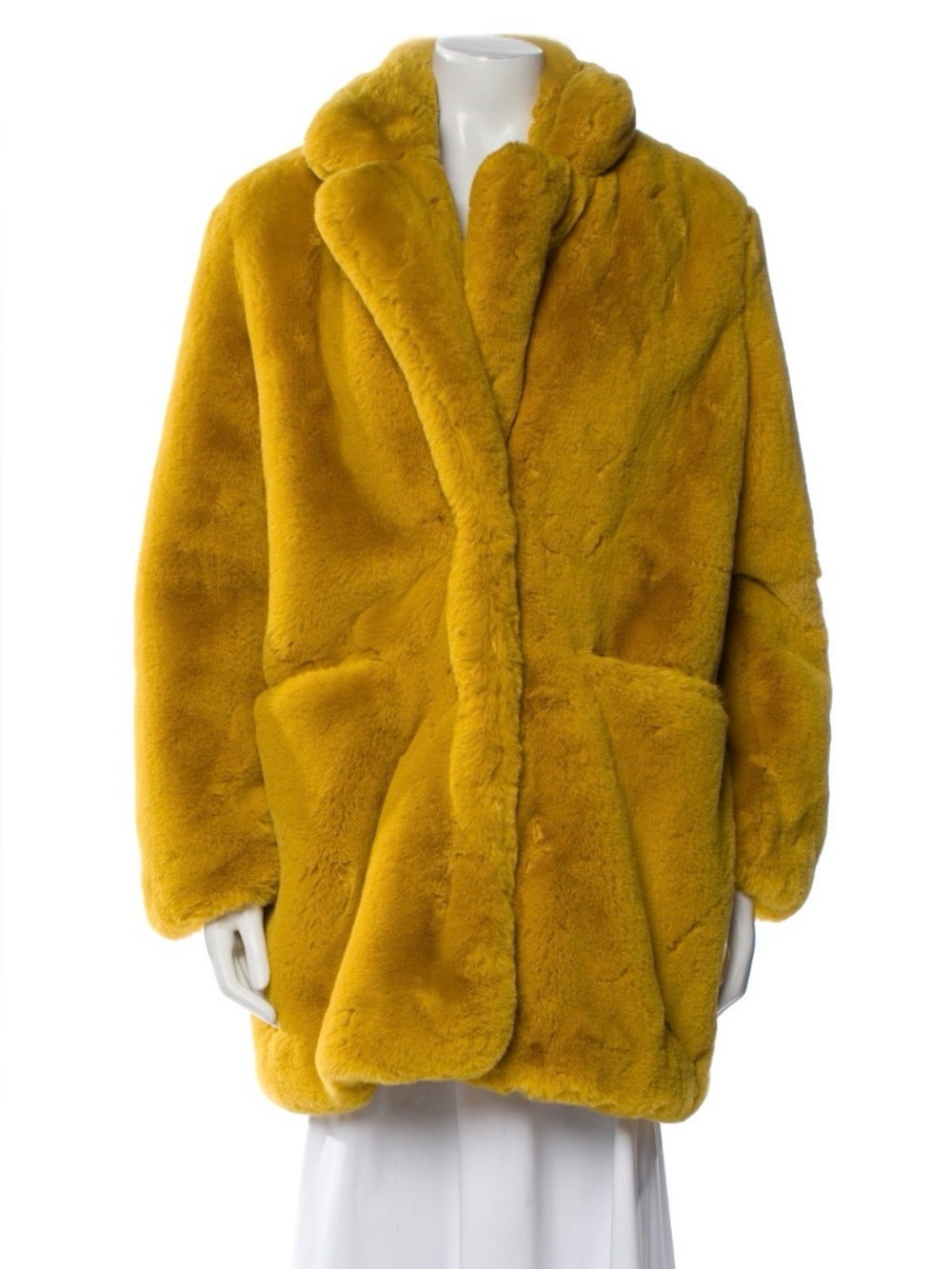 Apparis Women's Faux Fur Coat in Mustard Yellow